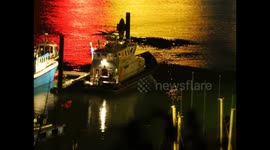Beautiful morning 23 Feb 2021 looking over Dover harbour.includes border force vessel moored up