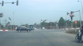 Scooter rider intentionally crashes two-wheeler to avoid slamming into truck