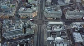 Amazing aerial footage of Oxford street in London during Sunset (4K)