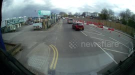 Scooter rider walks away from high speed crash. Fail to see stationary vehicle in front and plows straight in