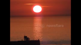 Early morning on 23 feb 2021 beautiful sunrise over Dover harbour