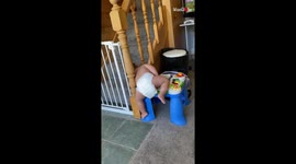 'Smart Baby Figures Out a Way to Climb Stairs '