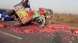 Several injured after onion-laden truck rams into bus in central India