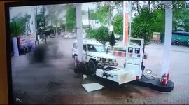 Dangerous accident narrowly avoided as drunk driver ploughs into petrol pump