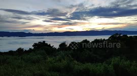 A beautiful morning. Sun is rising slowly. Birds are singing