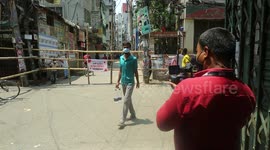 Locals set up bamboo barricades due to coronavirus in Dhaka, Bangladesh