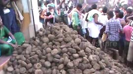 Locals hurl cow dung at each other as part of festivities in southern India