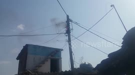 Panic ensues as fire erupts in electricity pole in central India