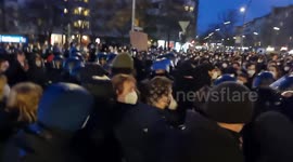 German police in Berlin attacking protesters after a peaceful housing rally.