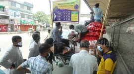 Trucks selling goods during lockdown in Dhaka, Bangladesh