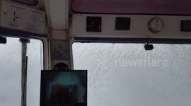 Ship in Storm - Russian seamen enjoying ride through heavy seas in the Black Sea
