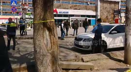 Police cordon at the time of the bank robbery and hostage-taking in Tbilisi, Georgia