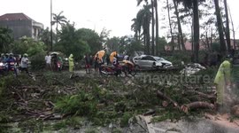 Extreme rainy weather accompanied by strong winds caused damage in Jakarta, Indonesia