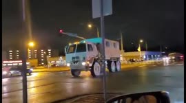 Enormous procession of military vehicles paraded to quell unrest in Golden Valley, Minnesota