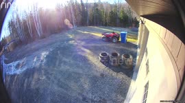 Funny fall clip of guy who flips over tires carrying containers in his backyard - FAIL!