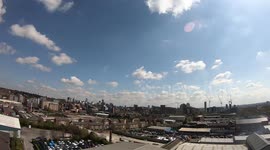 Time lapse of clouds above Leeds from an 86ft boom lift.