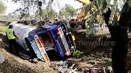 Tanker carrying oxygen overturns in central India