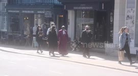 Member of the church gets ready for Prince Philips funneral