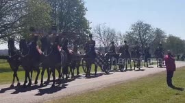 UK: King’s Troop Royal Horse Artillery Procession At Long Walk Heading To Windsor Castle