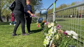 Floral tributes to Prince Philip left outside Windsor Castle on day of his funeral