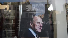 Signs Pay Tribute To Prince Philip In Shops In Windsor