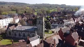 Dramatic drone footage shows a grade-II listed building and pub in flames