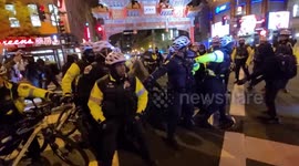 Police in Washington DC hit with Fireworks after arrests