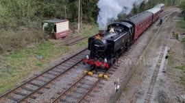 Steam train retuning to Wirksworth Station during a post COVID lockdown test before catering services starts again in May 2021
