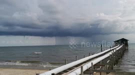 Spectacular moment quadruple waterspout forms off the coast of southern Thailand
