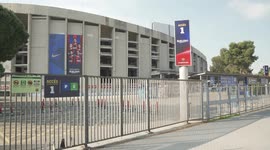 Scenes outside Camp Nou after FC Barcelona join European Super League
