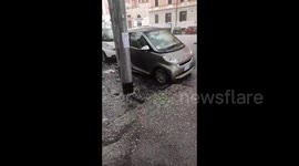Italy: Hailstorm Hits Rome, Turns Streets White