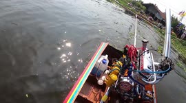 Experience the adrenaline pumping view from the front of a 100kmph Thai drag boat