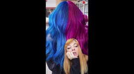 'Split Dye Experiment | Girl Colors her Hair Dark Blue & Pink'