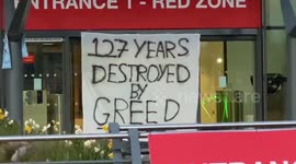 Banners hung outside Manchester City's ground by fans in response to Super League proposal