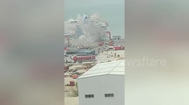 Huge ball of fire bursts out of ship in eastern China