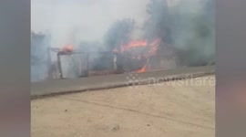 Roadside tea store catches on fire in central India