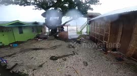 Typhoon Surigae strong waves hit the coast of the Philippines