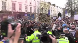 European Super League: Arrest and beer can thrown at police as Chelsea fans protest outside Stamford Bridge