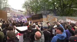 European Super League: Arrest and beer can thrown at police as Chelsea fans protest outside Stamford Bridge 2/2
