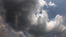 Storm clouds brewing over the city of Leeds in West Yorkshire
