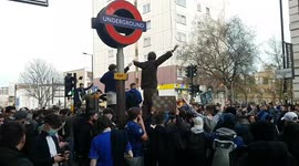 Watch Chelsea supporters celebrate outside Fulham Broadway as news comes in that Chelsea will not join Super League