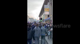UK: Football Fans Protest European Super League Outside Stamford Bridge In London 6