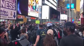 Rally for George Floyd in Times Square in New York City after verdict in Chauvin trial