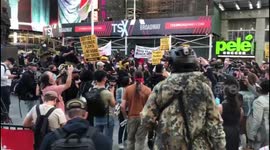 Rally for George Floyd in Times Square in New York City after verdict in Chauvin trial