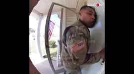 'Go, go, go!' US serviceman screams as he spots wasp while trying to open door
