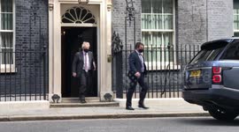 UK Prime Minister Boris Johnson departs 10 Downiing Street ahead of weekly Prime Minister Questions session in the House of Commons.