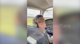 UK boy takes his first FLYING lesson at just SEVEN years old