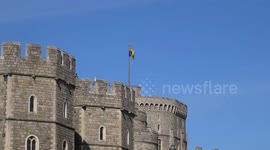 The Royal Standard flying over Windsor Castle at full mast on the royal funeral day