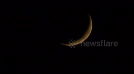 Cresecent Moon Sets Over East London
