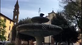 Piazza Santo Spirito fountain in Florence, Italy